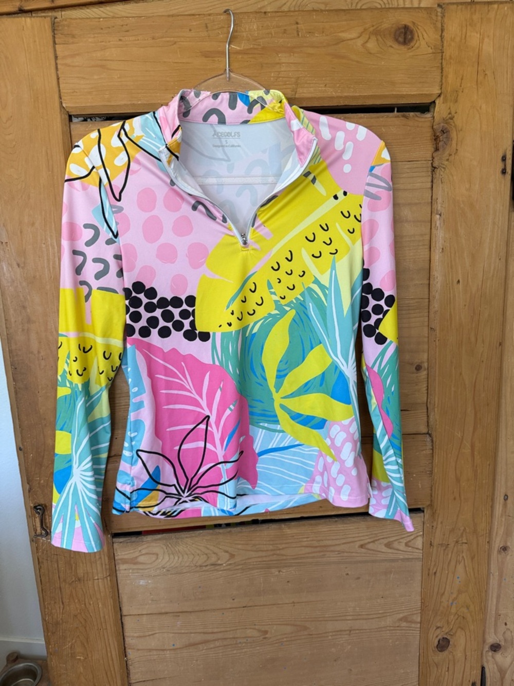 Acegolfs Small Tropical Print Quarter-Zip Pullover